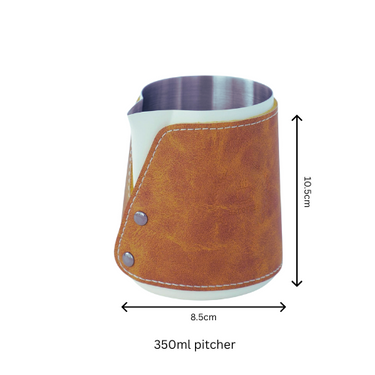 Milk Frothing Pitcher/jug with Pu Leather Wrap – 350mL